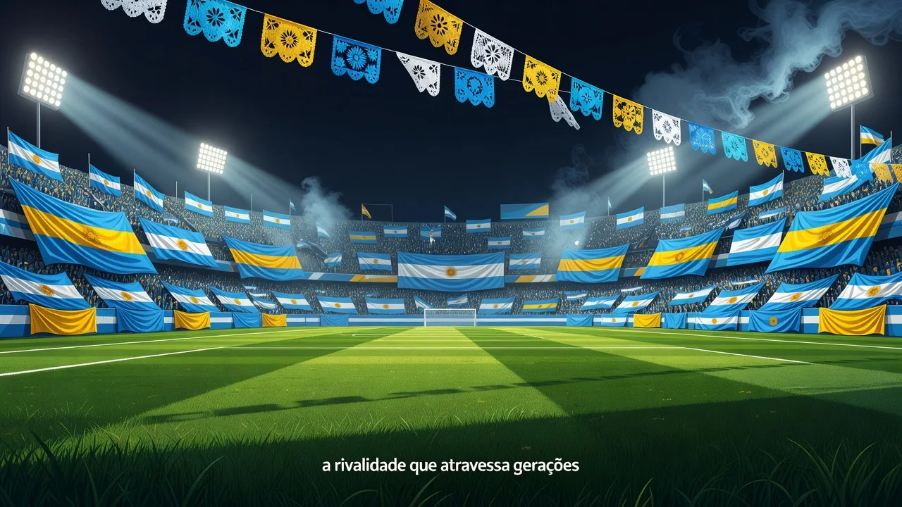 Jogadores da Argentina e do Brasil disputando bola em clássico histórico