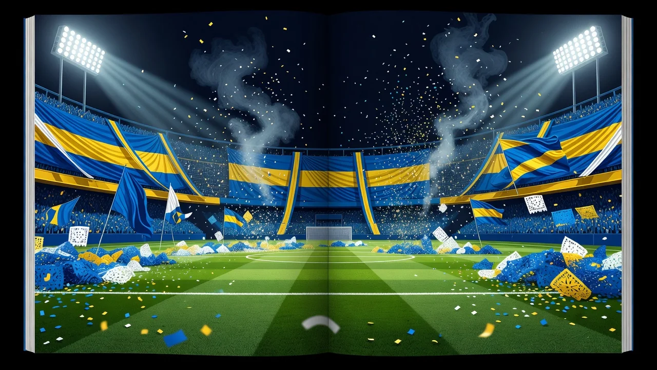 Vista da Bombonera lotada durante um jogo do Boca Juniors