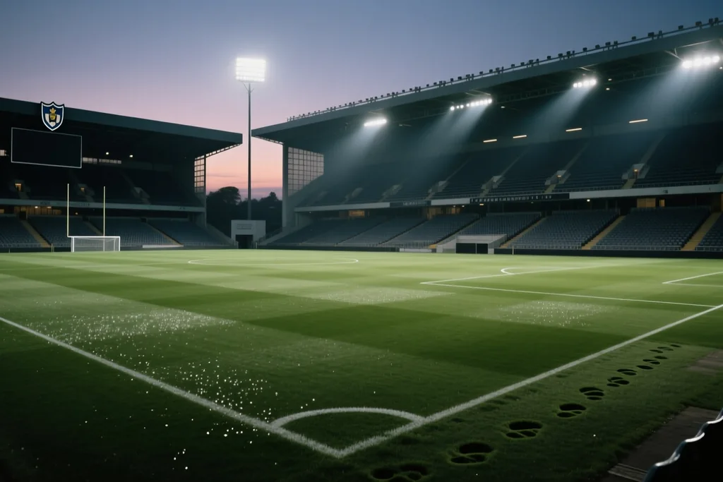 Estádio Centenário em Montevidéu, com arquibancadas e arcos de concreto vistos de um ângulo elevado